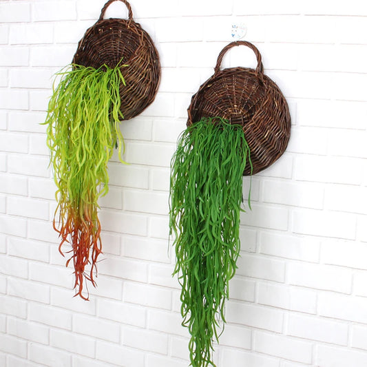 80cm 1 Bunch of Artificial Plant Seaweed Vine Home Office Greening Fake Leaf Rattan Festive Wall Hanging Willow Leaf Artificial