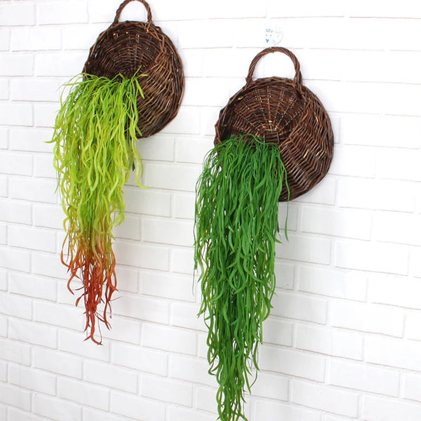 80cm 1 Bunch of Artificial Plant Seaweed Vine Home Office Greening Fake Leaf Rattan Festive Wall Hanging Willow Leaf Artificial
