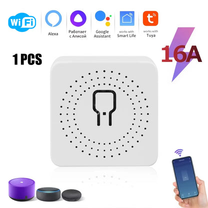 WiFi/Zigbee 3.0 Smart Switch Mini Breaker DIY Module Remote Timer Wireless Light Control Work with Tuya Smart Life Alexa Google