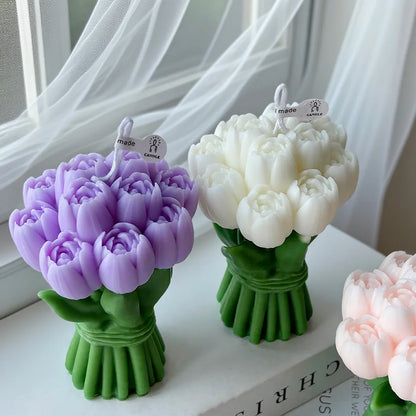 Ins Style Tulip Flower Scented Candle, Aromatherapy Decor for Home, Romantic Gift for Valentine's Day/Back to School