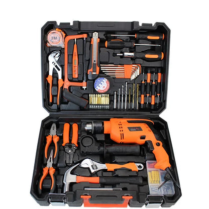 New Household Impact Drill Hardware Tool Set Professional Electrician Maintenance Combination Toolbox Automotive Repair Tool