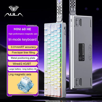 AULA MINI 60HE Magnetic Keyboard Wireless 60% Rapid Trigger 8K Return Esports Customize RGB Magnetic Switch Gaming Keyboard