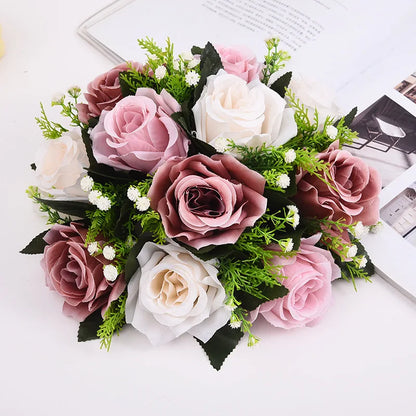1pc Artificial Flowers Plastic Rose Ball Silk Fake Flower Floral  Wedding Birthday Party Centerpiece Table Arrangements Decor