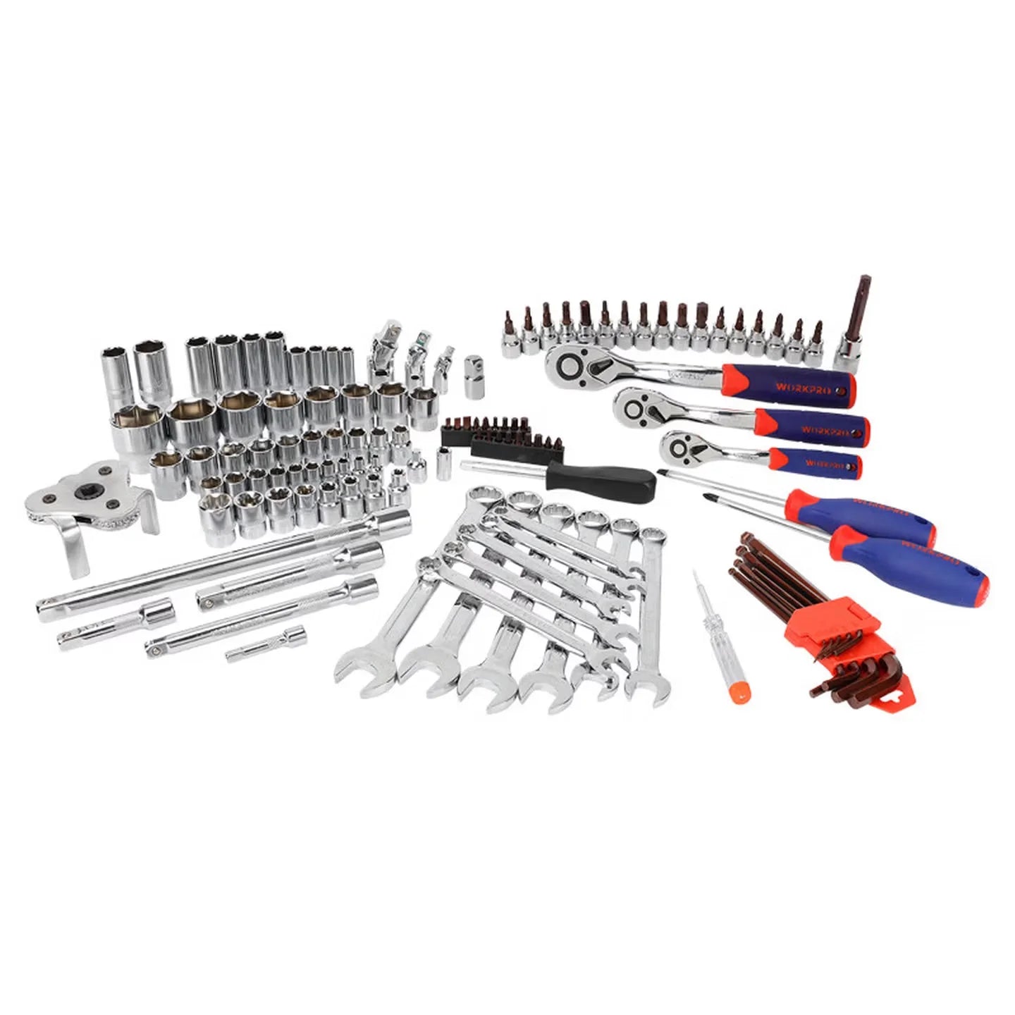 WORKPRO WP209084 121PC Socket Tools Set Universal Joint Ratchet Spanner Socket Hand Tool Set