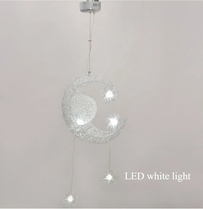 Star Moon Pendant Light Children's Room Light  LED Bedroom Lighting Fixutre