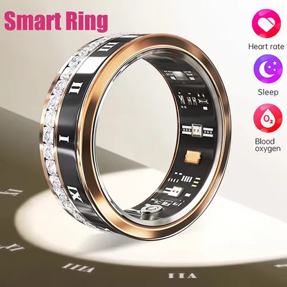 Diamond Smart Ring For Xiaomi Samsung Ring Heart Rate Pressure Blood Oxygen Sleep monitoring IP68 Waterproof Sport Modes Ring