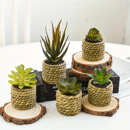 5pcs Set of Artificial Potted Plants Artificial Aloe Vera Fake Succulents Plastic Flower Pots for Home Kitchen Desk Wedding
