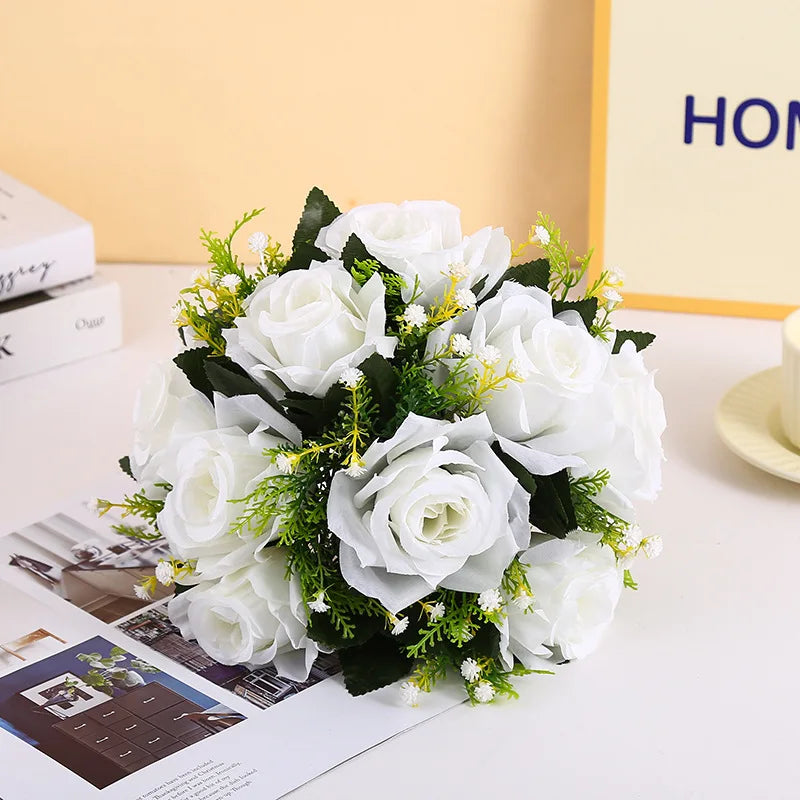 1pc Artificial Flowers Plastic Rose Ball Silk Fake Flower Floral  Wedding Birthday Party Centerpiece Table Arrangements Decor