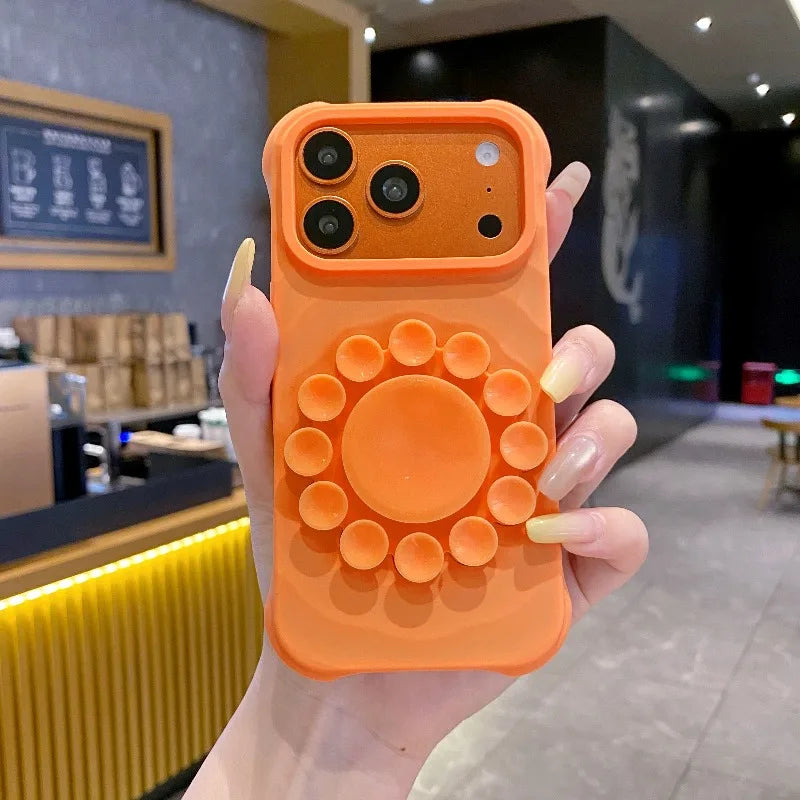 Flower Suction Cup Silicone Phone Case for IPhone 18 17 Pro Max Kickstand Shockproof Scratch-resistant and Slip-resistant Cover