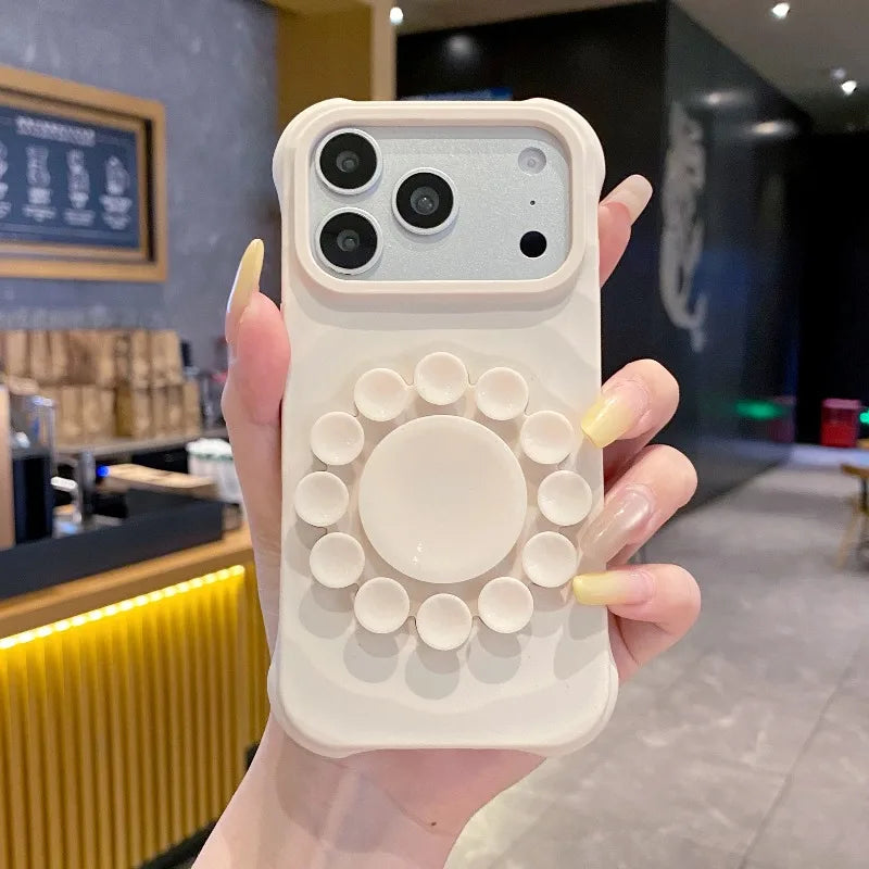 Flower Suction Cup Silicone Phone Case for IPhone 18 17 Pro Max Kickstand Shockproof Scratch-resistant and Slip-resistant Cover