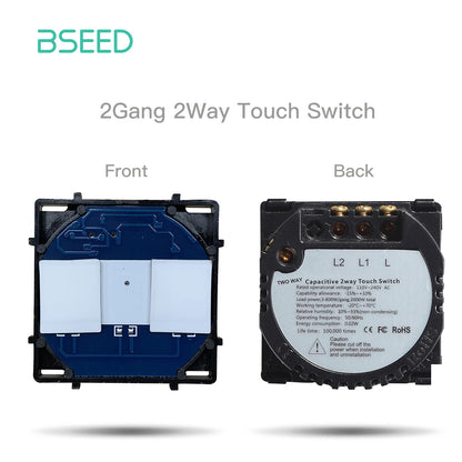 BSEED Zigbee Smart Switch 1/2/3Gang Touch Light Switch 2Way Function Part Smart Home Tuya Alexa Control Without Glass Panel
