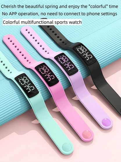Electronic Smart Sports Pedometer Timing Vibrating Alarm Clock Luminous Waterproof LED Electronic Bracelet T8