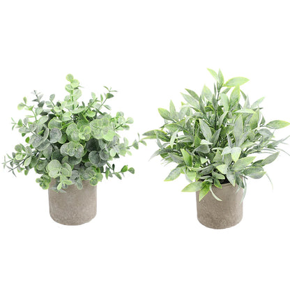Artificial Plant Potted Eucalyptus Plant Small Fake Flower Bonsai With Pot Mini Plant Desktop Office Home Restaurant Decoration