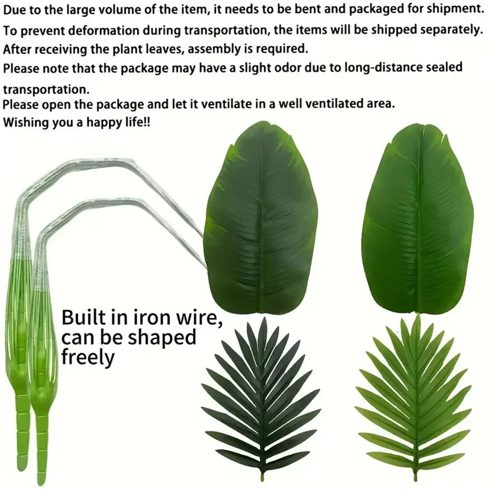 Artificial Monstera Palm Tree Realistic Plastic Green Plant for Home Office Wedding Christmas Without Flower pots