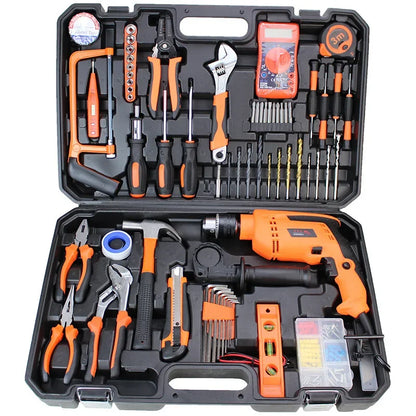 New Household Impact Drill Hardware Tool Set Professional Electrician Maintenance Combination Toolbox Automotive Repair Tool
