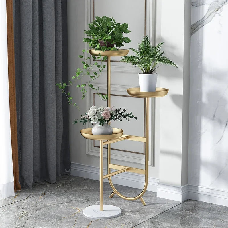 Modern Light Luxury Multi-Layer Iron Plant Stand Floor Flower Pot Rack for Balcony Living Room Decorative Bracket