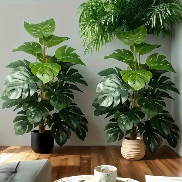 Artificial Monstera Palm Tree Realistic Plastic Green Plant for Home Office Wedding Christmas Without Flower pots
