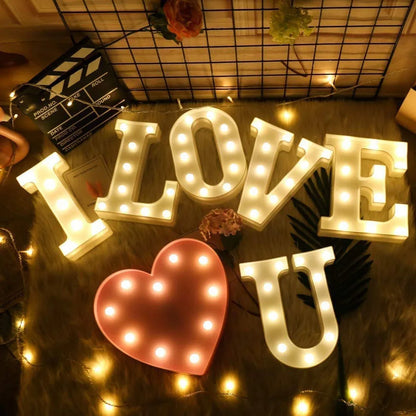 Luminous Number Lamp Alphabet Letter LED Lights Birthday Valentine's Day Wedding Party Decor 0-9 Digital A-Z Letters Night Light
