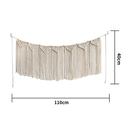 Macrame Handwoven Bohemian Cotton Rope Boho Tapestry Home Decor Creamy-White Wall Hanging Decoration Art Tapestry Christamas