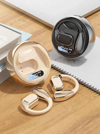 Open Ear Bluetooth 5.4 Headphones 72H Battery Life with LED Display Noise Canceling Wireless Earbuds Audífonos for Sport Running