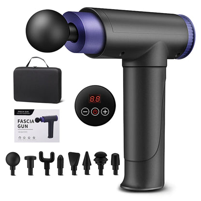 Fascia Massage Gun, LCD Display, Heat Function, Vibration Massage, Deep Muscle Relief, Portable Sports Massager