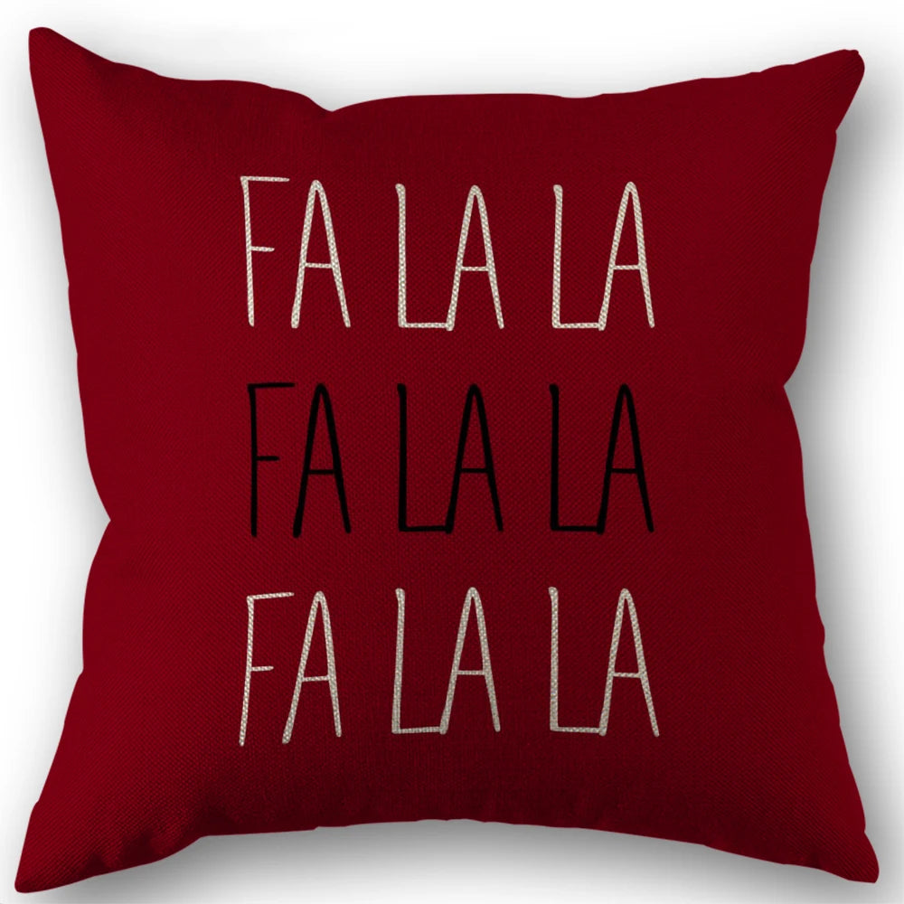 Red Christmas Pillow Covers 18x18 Set of 4 Christmas Decorations Merry Tree Joy Let It Snow FA La La Cushion Case Holiday Decor