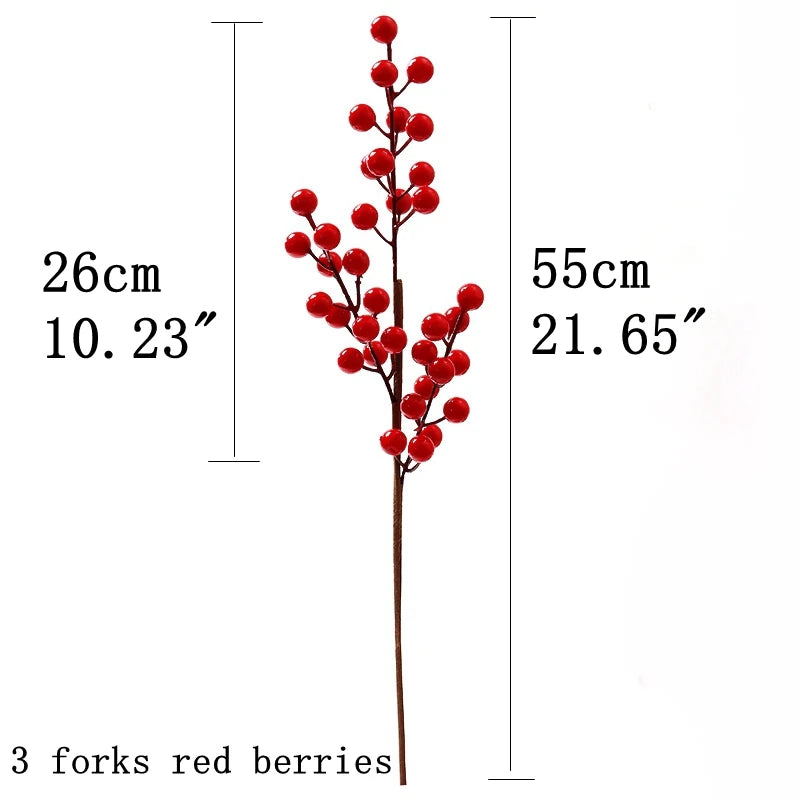 Artificial Red Berry Flowers Bouquet Fake Plant for Home Vase Decor Xmas Tree Ornaments New Year 2023 Party Christmas Decoration