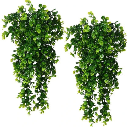Artificial Rattan Eucalyptus 5Forks Fake Plant Wall Hanging Simulation Greenery Fake Hanging Vine for Home Room Outdoor Decor