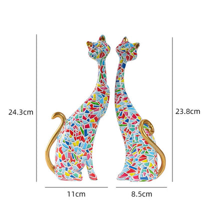 Nordic Graffiti Art Oil Painting Cat Decoration Resin Abstract Ornaments Figurines Bedroom Desktop Porch Cat Sculpture