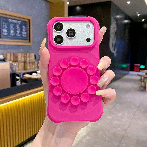 Flower Suction Cup Silicone Phone Case for IPhone 18 17 Pro Max Kickstand Shockproof Scratch-resistant and Slip-resistant Cover