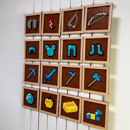 3D Printing 17.5cm Pixel Item Display Frame Magnetic Wall Decor Retro Game Style Collectible Desk Ornament Gift