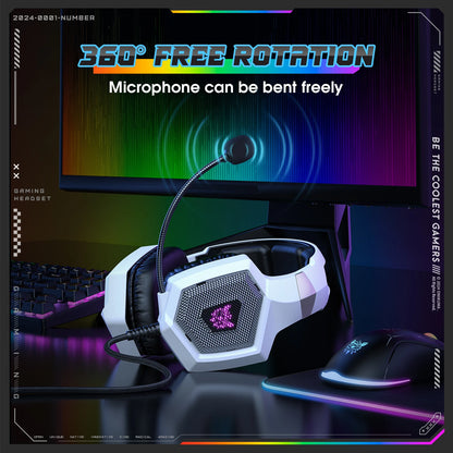 Onikuma Gaming Headset w/Mic - Noise-Cancelling Mic, 7.1 Surround Sound, RGB Lights - PS5/PS4/Xbox/PC - Over-Ear Wired (3.5mm)