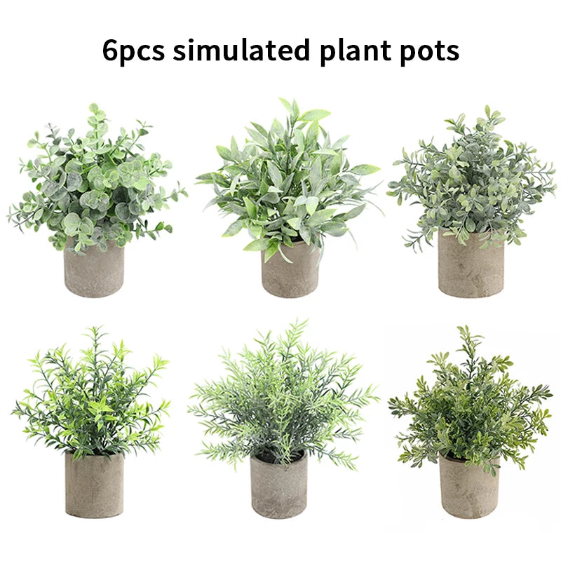Artificial Plant Potted Eucalyptus Plant Small Fake Flower Bonsai With Pot Mini Plant Desktop Office Home Restaurant Decoration