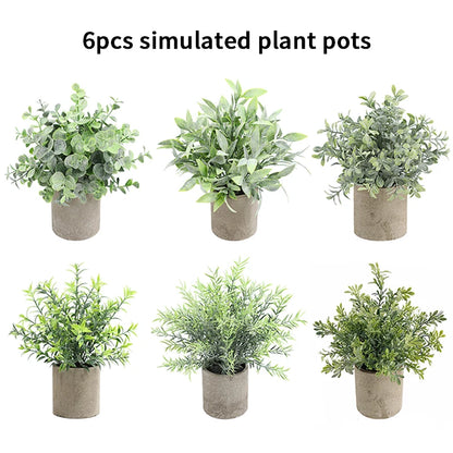 Artificial Plant Potted Eucalyptus Plant Small Fake Flower Bonsai With Pot Mini Plant Desktop Office Home Restaurant Decoration