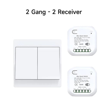 No Battery 1/2gang Kinetic Energy Tuya Smart Switches Wifi+Rf433 Wireless Connection Home Light Switch App Voice Remote Control