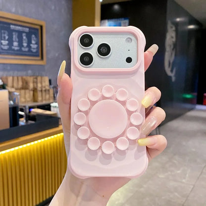 Flower Suction Cup Silicone Phone Case for IPhone 18 17 Pro Max Kickstand Shockproof Scratch-resistant and Slip-resistant Cover