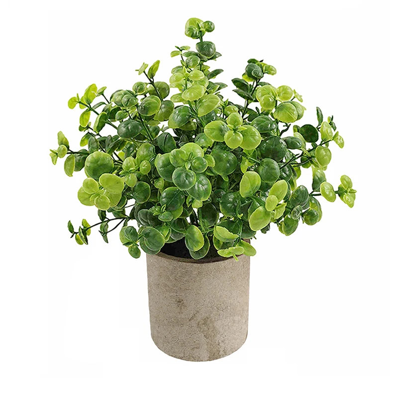 Artificial Plant Potted Eucalyptus Plant Small Fake Flower Bonsai With Pot Mini Plant Desktop Office Home Restaurant Decoration