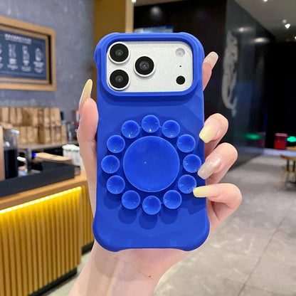Flower Suction Cup Silicone Phone Case for IPhone 18 17 Pro Max Kickstand Shockproof Scratch-resistant and Slip-resistant Cover