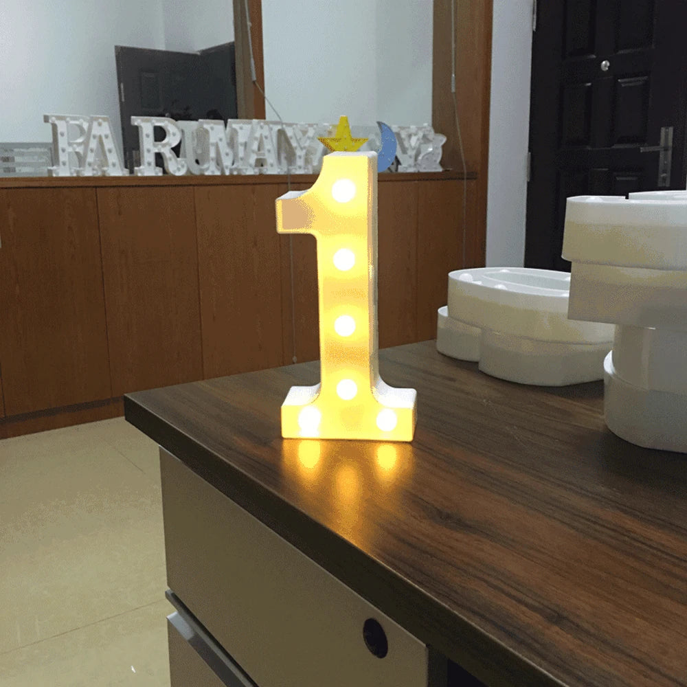 Luminous Number Lamp Alphabet Letter LED Lights Birthday Valentine's Day Wedding Party Decor 0-9 Digital A-Z Letters Night Light