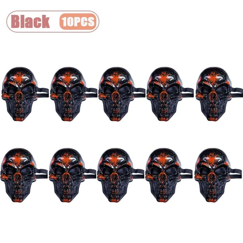 1-10PCS Halloween Horror Skull Mask Creepy Laughing Ghost Face Gold Silver Costume Prop for Party Cosplay Haunted House Decor