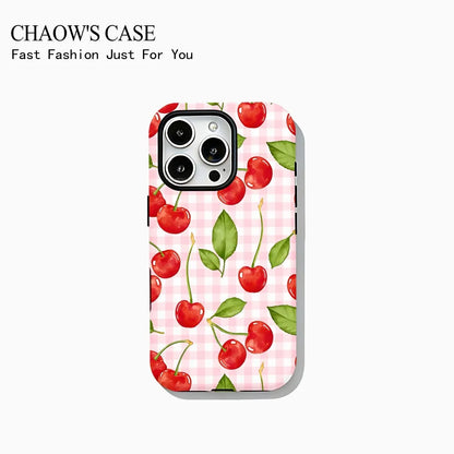 Phone Case for iPhone 17 16 15 14 13 12 11 X XS XR Air Pro Max Plus Luxury Double-layer Back Cover Fashion tropical fruit series