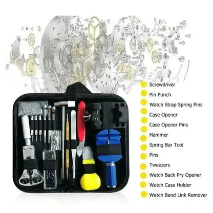 147 Pieces Watch Repair Tool Set Professional Watchmaker Kit for Battery Change Strap Adjustment Back Case Opener Pin Removal