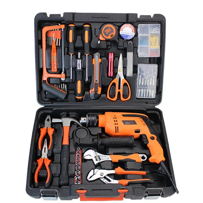 New Household Impact Drill Hardware Tool Set Professional Electrician Maintenance Combination Toolbox Automotive Repair Tool