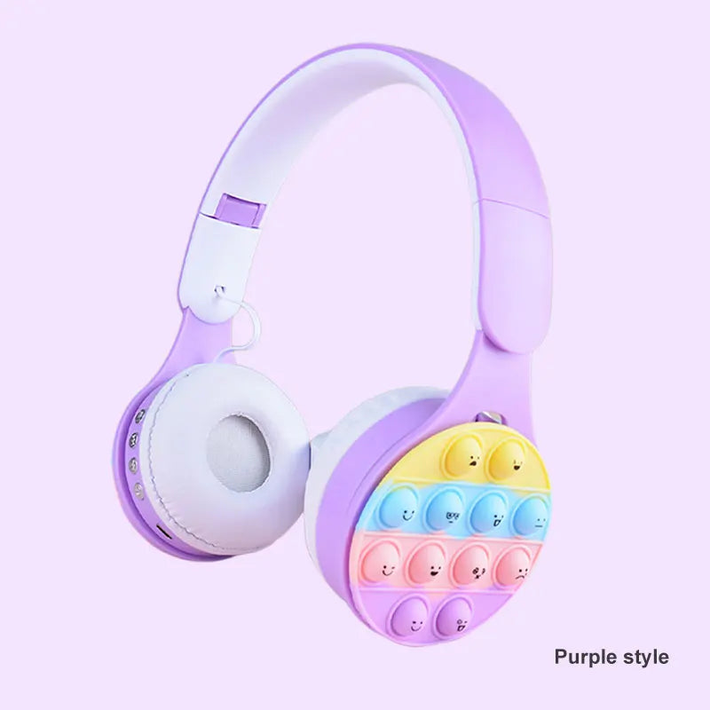 Headworn Rainbow Bubble Wireless Bluetooth Earphones 5.0 Pressure Reducing Cute Foldable with Microphone Card Insertion Earphone