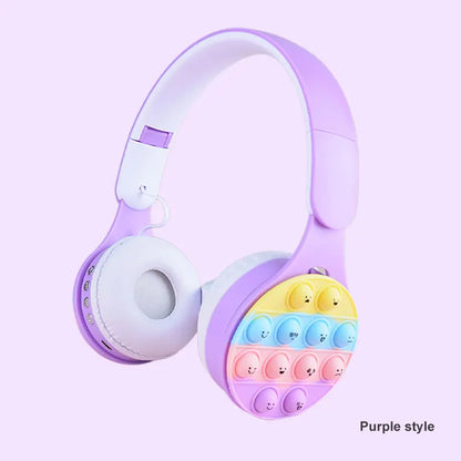 Headworn Rainbow Bubble Wireless Bluetooth Earphones 5.0 Pressure Reducing Cute Foldable with Microphone Card Insertion Earphone