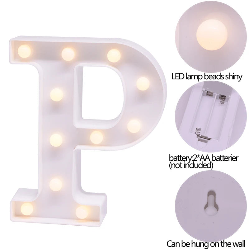 Luminous Number Lamp Alphabet Letter LED Lights Birthday Valentine's Day Wedding Party Decor 0-9 Digital A-Z Letters Night Light