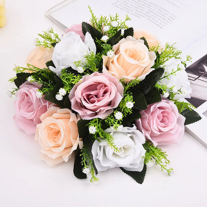 1pc Artificial Flowers Plastic Rose Ball Silk Fake Flower Floral  Wedding Birthday Party Centerpiece Table Arrangements Decor