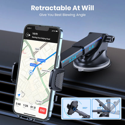 TOPK Universal Car Phone Holder 360° Rotation Cell Phone Mount for Air Vent & Dashboard Suction Cup Stand for All Phones