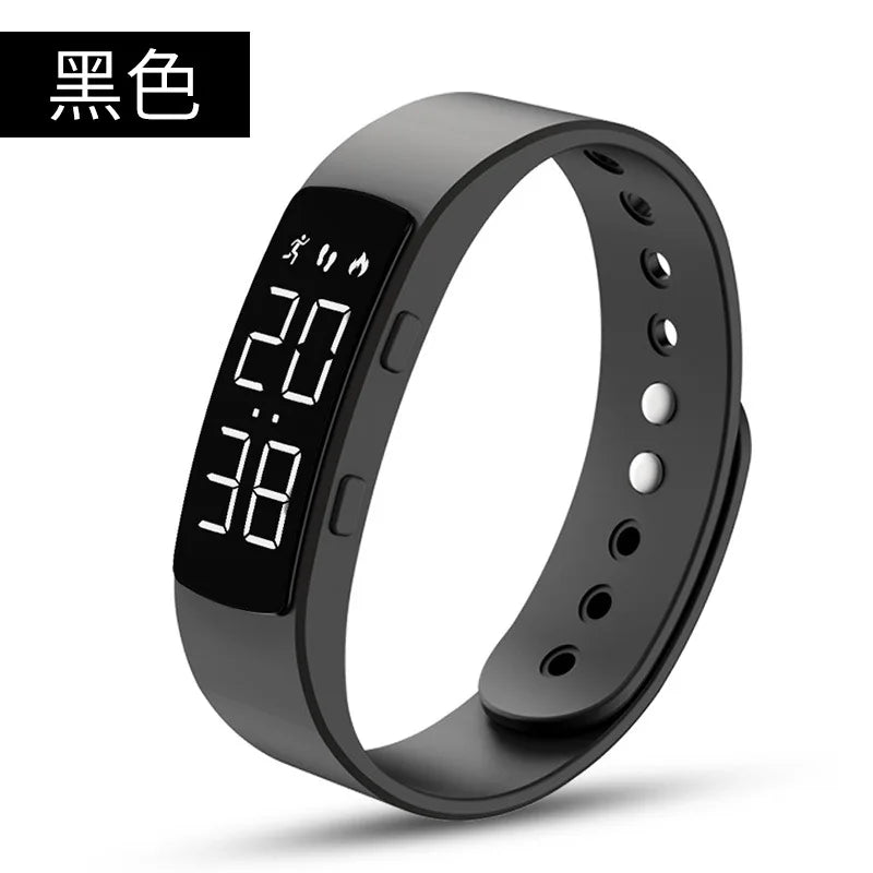 Electronic Smart Sports Pedometer Timing Vibrating Alarm Clock Luminous Waterproof LED Electronic Bracelet T8