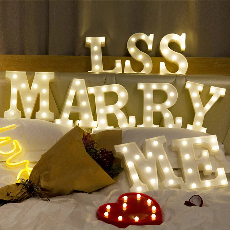 Luminous Number Lamp Alphabet Letter LED Lights Birthday Valentine's Day Wedding Party Decor 0-9 Digital A-Z Letters Night Light